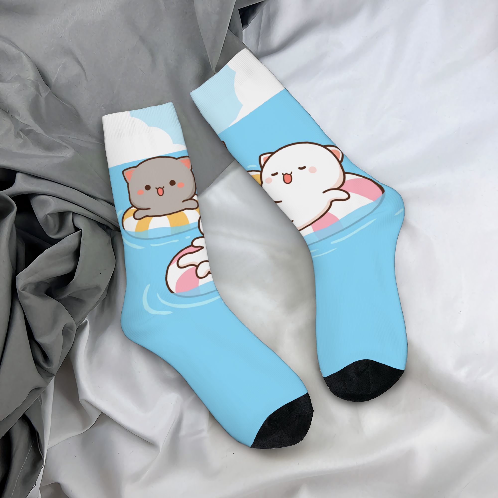 Dress Sock Men - Özel Tasarım Sevimli Mochi Şeftali Kedi