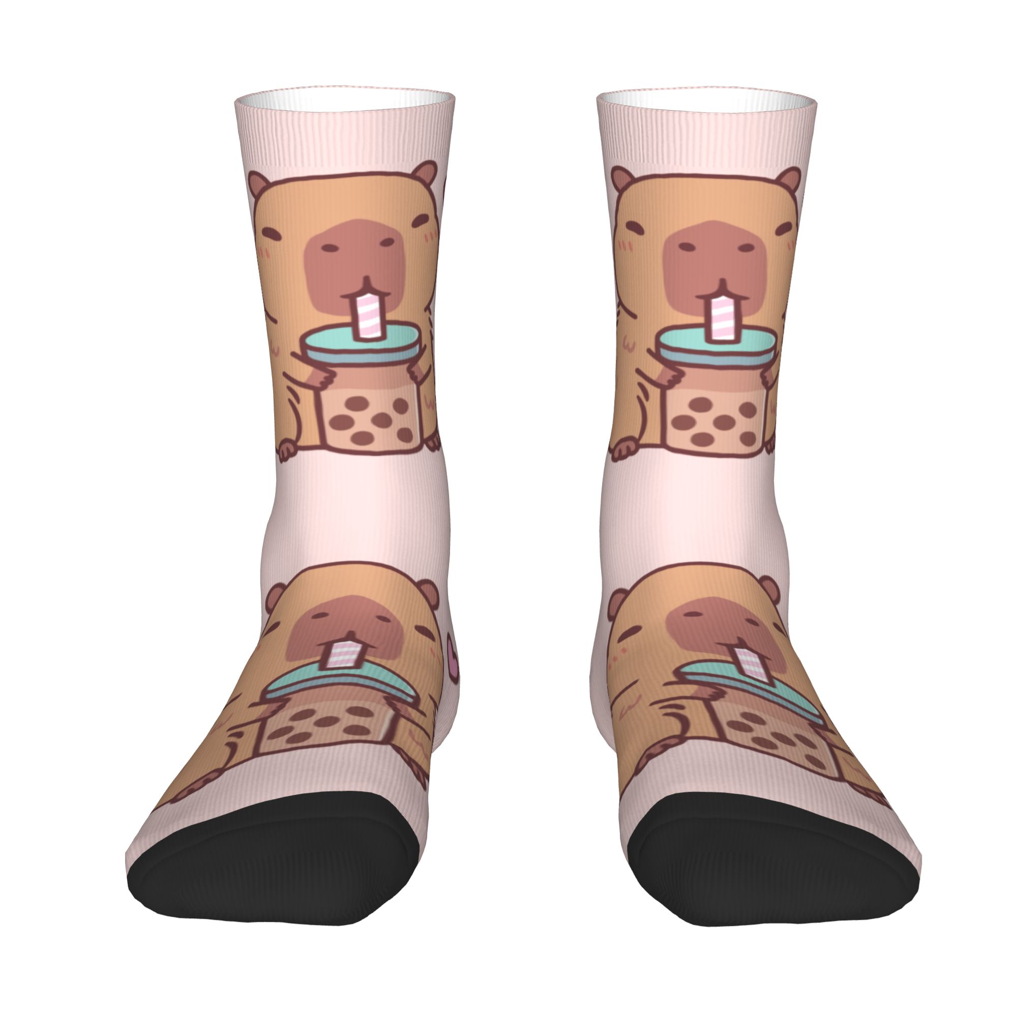 Dress Sock Men - Özel Tasarımlı Sevimli Kapibara Bubble Tea